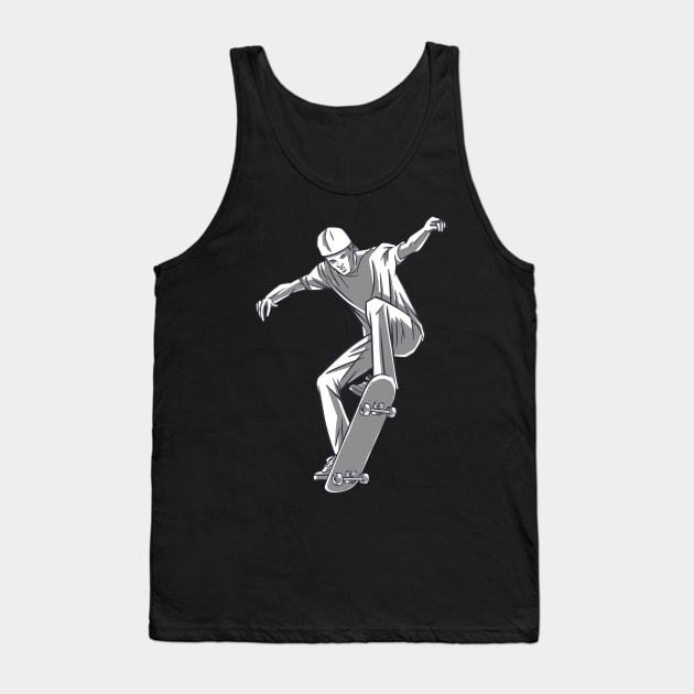 Skater Skateboard Trick Stunt Skateboarding Tank Top by Randorius